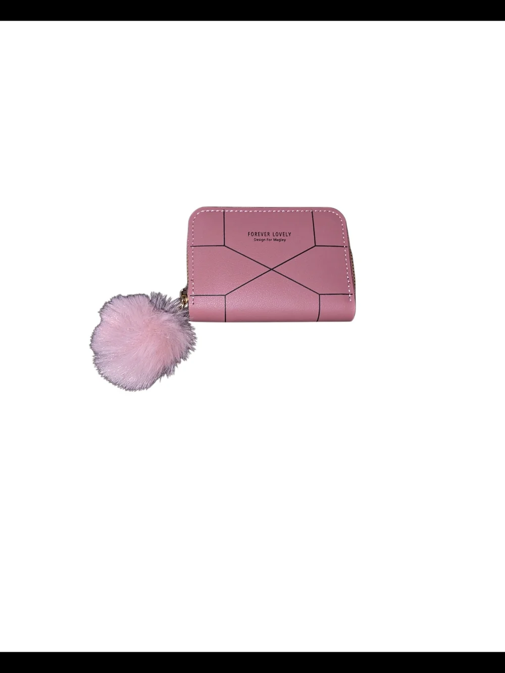 Brand New - Pink & Black Geometric Print Pom-Pom Cardholder Bundle